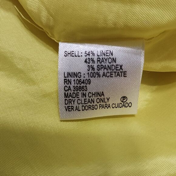 Antonio Melani Shift Dress 6 Yellow Linen Blend Button Up Sleeveless - Picture 4 of 5